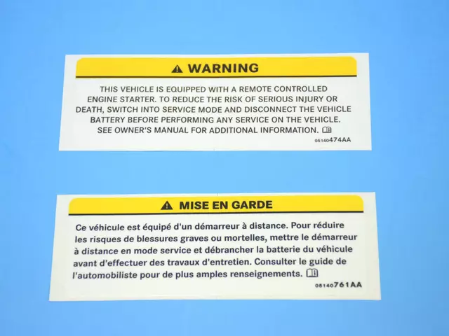 5140474AA - Mopar Accessories - Component Parts: Label for Chrysler: 300, Aspen, Pacifica, PT Cruiser, Sebring, Town &amp; Country | Dodge: Avenger, Caliber, Caravan, Charger, Dakota, Durango, Grand Caravan, Magnum, Neon, Nitro, Ram 1500, Ram 2500, Ram 3500, Stratus | Jeep: Commander, Compass, Grand Cherokee, Liberty, Patriot, Wrangler Image