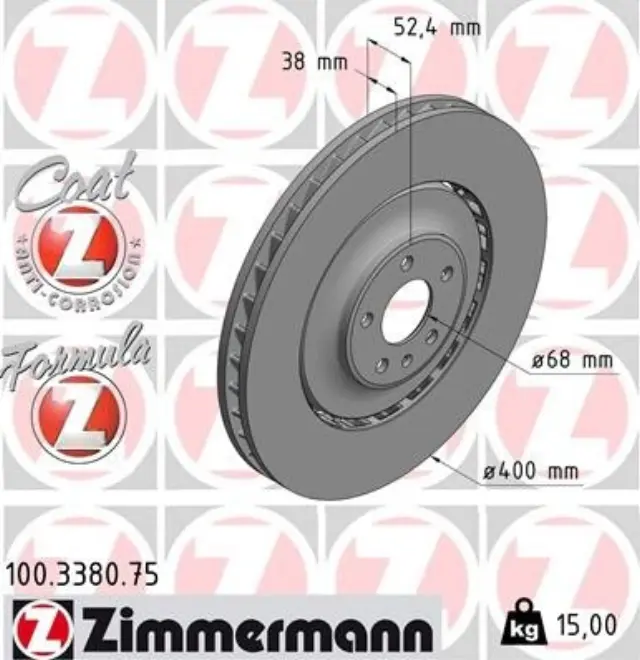 100338075 - Brakes &amp; Brake Parts: Zimmermann 100.3380.75 Disc Brake Rotor for ZIMMERMANN Image