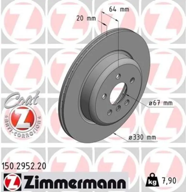 150295220 - : Zimmermann 150.2952.20 Disc Brake Rotor for ZIMMERMANN Image