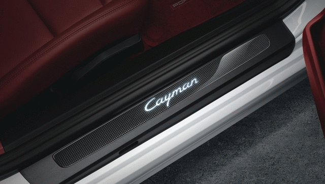 98104480033 - Exterior: 2016-2023 Porsche - Door Entry Guards In Carbon - Illuminated for Porsche: 718 Cayman, Cayman Image