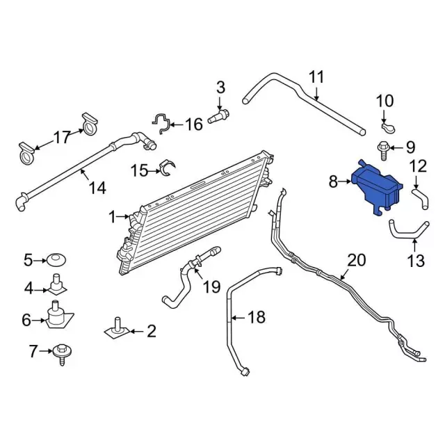 LC3Z8A080D - Cooling System: Expansion Tank for Ford: F-250 Super Duty, F-350 Super Duty, F-450 Super Duty, F-550 Super Duty Image