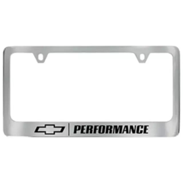 19368105 - Exterior: License Plate Frame, Chrome for Cadillac: Escalade | Chevrolet: Blazer, Blazer EV, Bolt EV, Camaro, Captiva Sport, City Express, Colorado, Corvette, Cruze, Cruze Limited, Equinox, Equinox EV, Express 1500, Express 2500, Express 3500, Express 4500, Impala, Malibu, Malibu Limited, Silverado 1500, Silverado 1500 LD, Silverado 1500 LTD, Silverado 2500 HD, Silverado 3500 HD, Silverado EV, Sonic, Spark, Spark EV, SS, Suburban, Suburban 1500, Suburban 3500 HD, Tahoe, Trailblazer, Traverse, Trax, Volt | GMC: Savana 3500 Image
