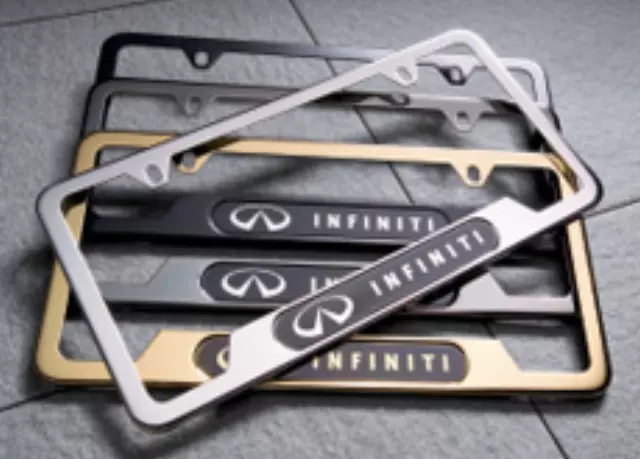 999MBYV000 - Exterior: License Plate Frames - Chrome - Infiniti Logo for INFINITI: EX35, FX35, FX37, FX50, G25, JX35, M35, M37, M45, M56, Q40, Q50, Q60, Q70, Q70L, QX30, QX50, QX56, QX60, QX70, QX80 Image