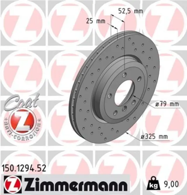 150129452 - Brakes &amp; Brake Parts: Zimmermann 150.1294.52 Disc Brake Rotor for ZIMMERMANN Image
