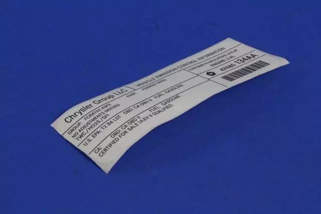 Vehicle Emission Control Information Label - Mopar (47480134AA)