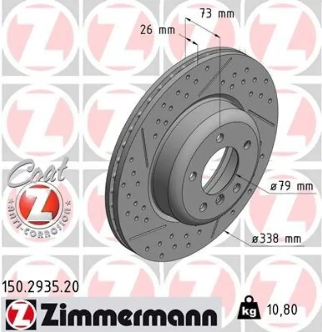 150293520 - : Zimmermann 150.2935.20 Disc Brake Rotor for ZIMMERMANN Image