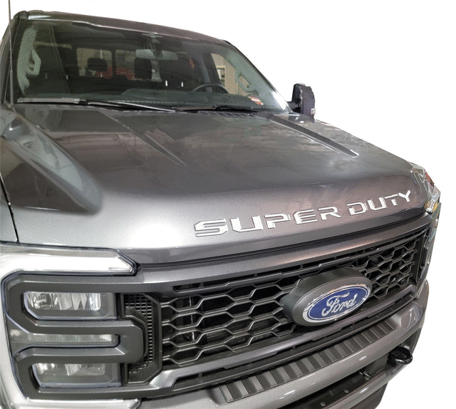 VPC3Z16606A - Exterior: 2023-2024 Ford - Hood Badge Lettering - Stainless Steel for Ford: E-350 Super Duty, E-450 Super Duty, F-250 Super Duty, F-350 Super Duty, F-450 Super Duty, F-550 Super Duty Image