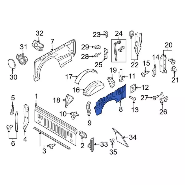 LC3Z9827865B - Body: Inner Panel for Ford: F-250 Super Duty, F-350 Super Duty, F-450 Super Duty Image