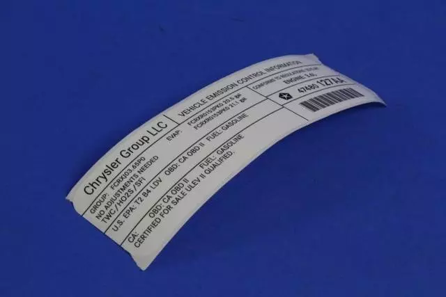Vehicle Emission Control Information Label - Mopar (47480127AA)
