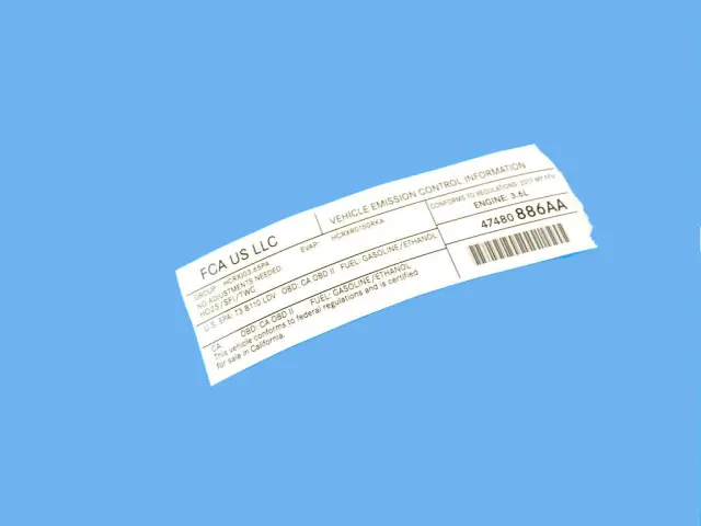 47480886AA - : Veci Label Label, Us, Canada for Mopar Image