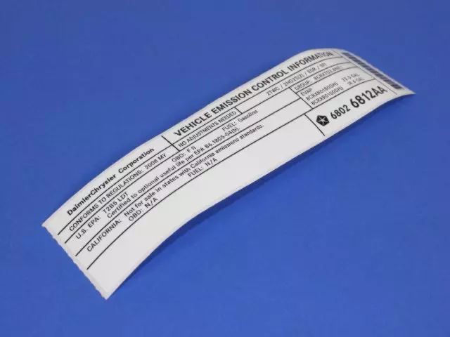 Emission Label - Mopar (68026812AA)