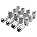 K4CS12150GR - : Small Diam Spline Acorn Lug Nuts 17mm &amp; 19mm Key 12mm x 1.50 Chrome Set of 16 for Gorilla Automotive Image