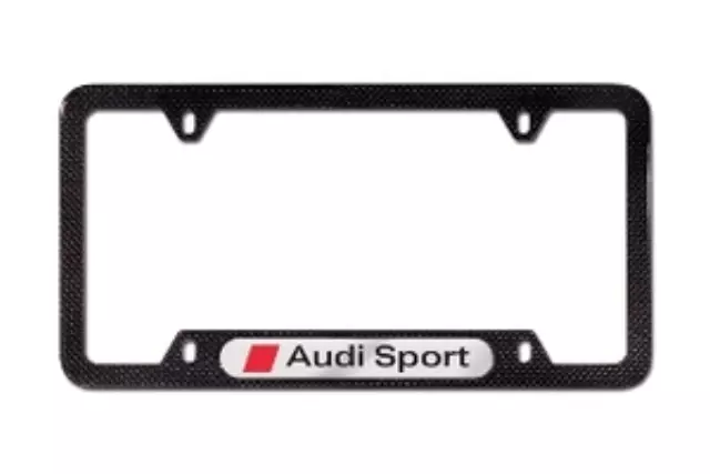 8K0071801A - Exterior: Audi Sport License Plate Frame - Carbon Fiber for Audi: A3, A3 Quattro, A3 Sportback e-tron, A4 allroad, A4 Quattro, A5 Quattro, A5 Sportback, A6 Quattro, A7 Quattro, A7 Sportback, A8 Quattro, allroad, Q3, Q5, Q7, Q8, R8, RS3, RS5, RS5 Sportback, RS7, S3, S4, S5, S5 Sportback, S6, S7, S8, SQ5, TT Quattro, TT RS Quattro, TTS Quattro Image