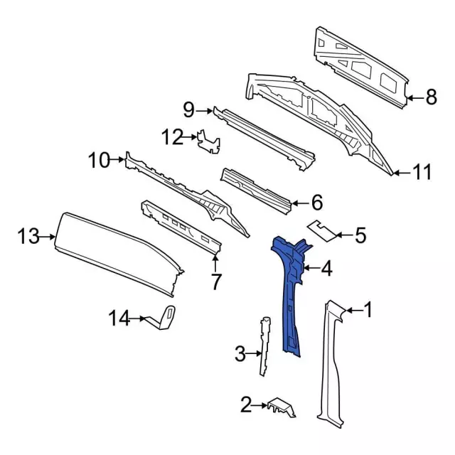 CK4Z6124300F - Body: Outer Center Pillar for Ford: E-Transit, Transit-150, Transit-250, Transit-350, Transit-350 HD Image