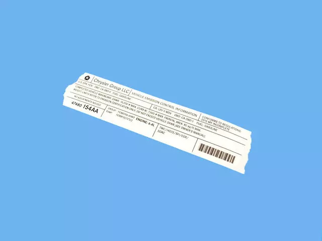 47480154AA - Labels: Vehicle Emission Control Information Label for Mopar Image