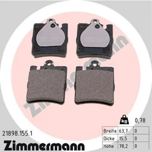 218981551 - : Zimmermann 21898.155.1 Disc Brake Pad Set for ZIMMERMANN Image