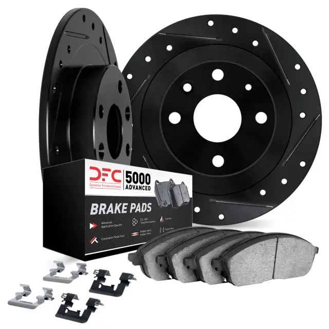 851274005 - : DFC Rotors-Drilled &amp; Slotted-Black w/ 5000 Advanced Brake Pads Incl Hdw for DYNAMIC FRICTION Image