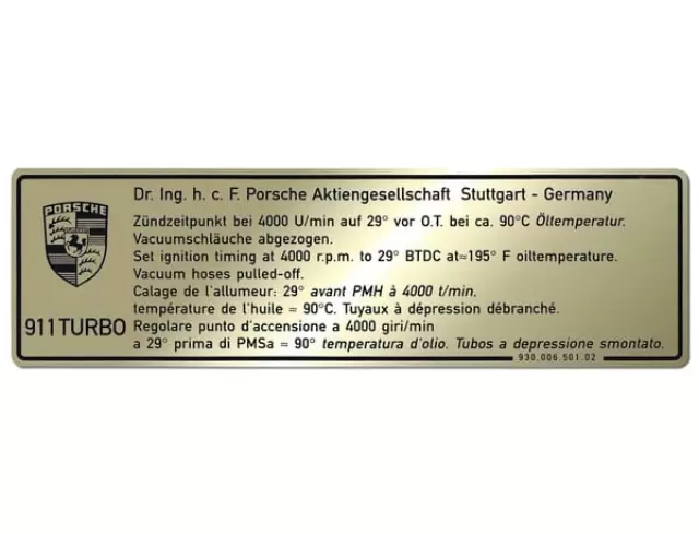 93000650102 - : Sticker Ignition Timing for Porsche Image