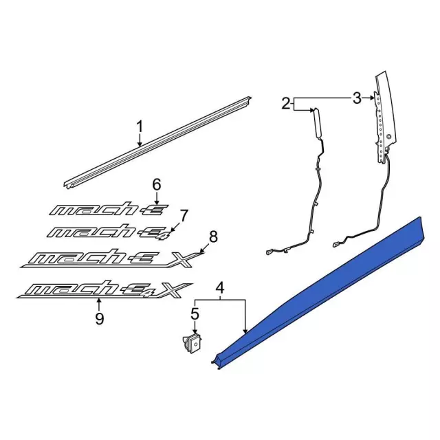 LJ8Z5820878BA - Body: Lower Molding for Ford: Mustang Mach-E Image