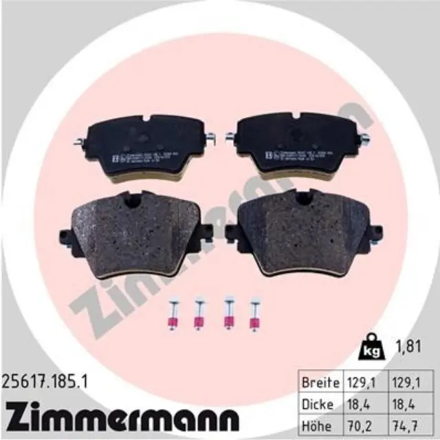 256171851 - : Zimmermann 25617.185.1 Disc Brake Pad Set for ZIMMERMANN Image