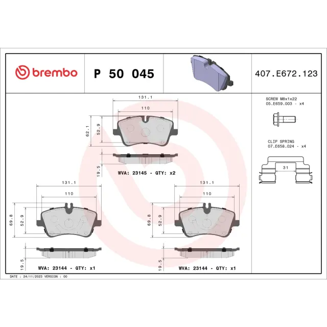 P50045 - Brakes &amp; Brake Parts: Disc Brake Pad Set for Brembo Image