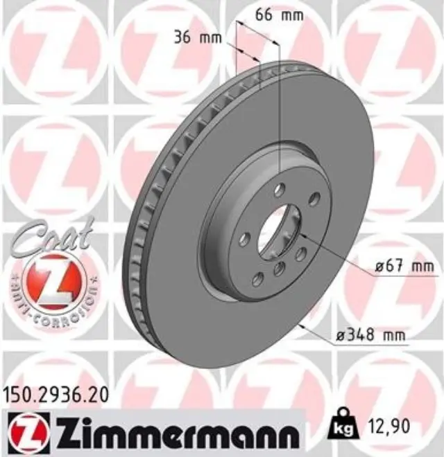 150293620 - : Zimmermann 150.2936.20 Disc Brake Rotor for ZIMMERMANN Image