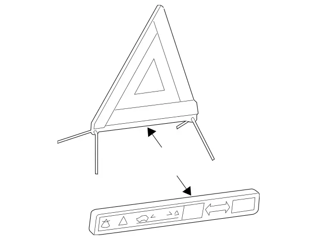 171890009764 - Tools/Accessories/Signs/Instructions: Warning Triangle for Mercedes-Benz: 200, 200D, 260E, 280E, 300CE, 300D, 300E, 300SD, 300SL, 400E, 400SE, 400SEL, 500E, 500SEC, 500SEL, 500SL, 600SEL, 600SL, S420 Image