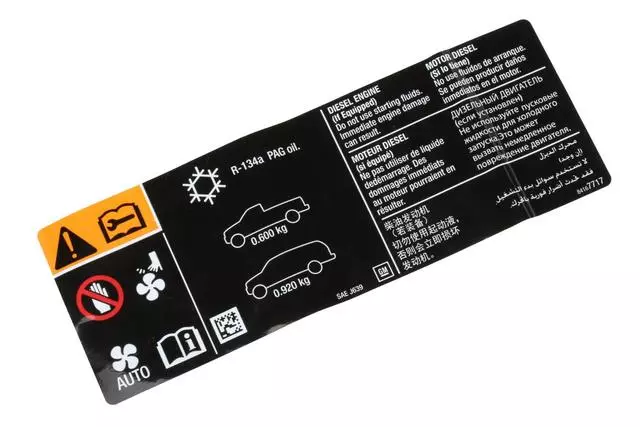 84167717 - : Air Conditioning Refrigeration Charging Label for GM Image