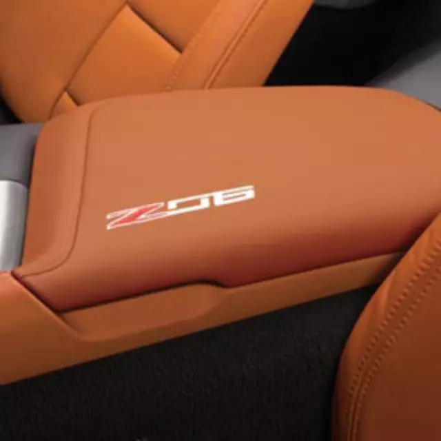 84539774 - Interior: Console Lid, Leather, Z06 Logo for Chevrolet: Corvette Image