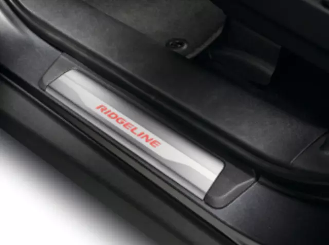 8E12T6Z100C - Exterior: 2021-2023 Honda Ridgeline Front &amp; Rear Door Sills Scuff Cover Step Protector illuminated Red Set of 4 for Honda: Ridgeline Image