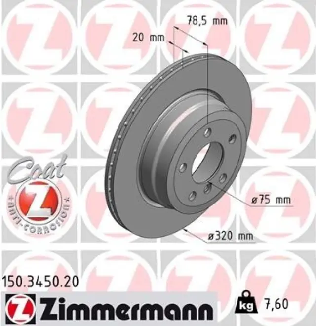 150345020 - : Zimmermann 150.3450.20 Disc Brake Rotor for ZIMMERMANN Image