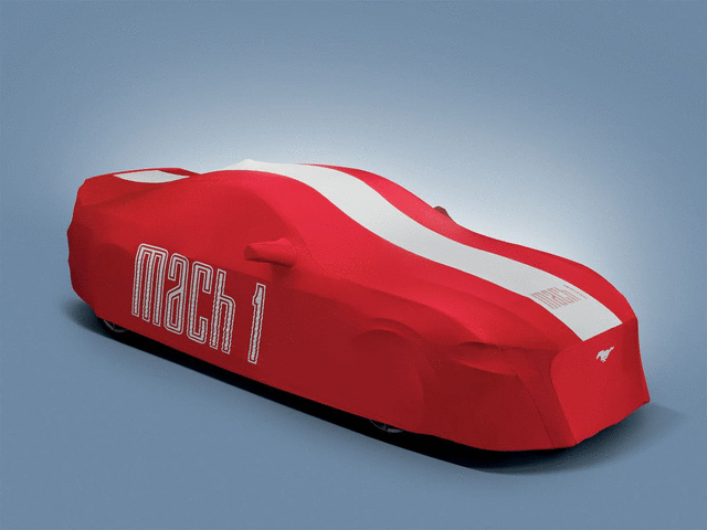 VMR3Z19A412F - : Full Vehicle Cover - Red With White Graphics, Mach 1, High Wing for Ford: Mustang Image