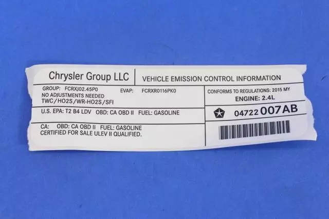 4722007AB - Labels: Veci Label Label for Mopar Image