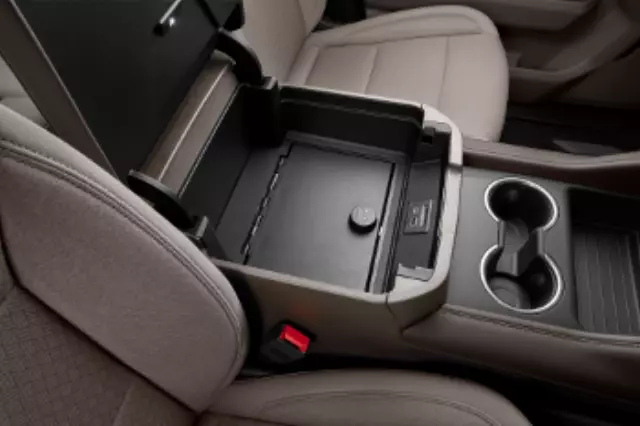 84404148 - : Genuine OEM GM Center Console Mount Safe Insert Lock Box w/ 3 Digit Compartment Package for Chevrolet: Suburban, Tahoe | GMC: Yukon, Yukon XL Image
