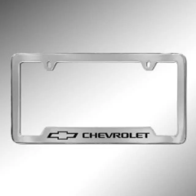 19330379 - Exterior: License Plate Frame, Bow-Tie Logo for Cadillac: Escalade ESV | Chevrolet: Blazer, Blazer EV, Camaro, Colorado, Corvette, Cruze, Cruze Limited, Equinox, Equinox EV, Express 1500, Express 2500, Express 3500, Express 4500, Impala, Malibu, Silverado 1500, Silverado 1500 LD, Silverado 1500 LTD, Silverado 2500 HD, Silverado 3500 HD, Silverado EV, Sonic, Spark, Spark EV, SS, Suburban, Suburban 1500, Suburban 3500 HD, Tahoe, Trailblazer, Traverse, Trax, Volt | GMC: Savana 3500 Image