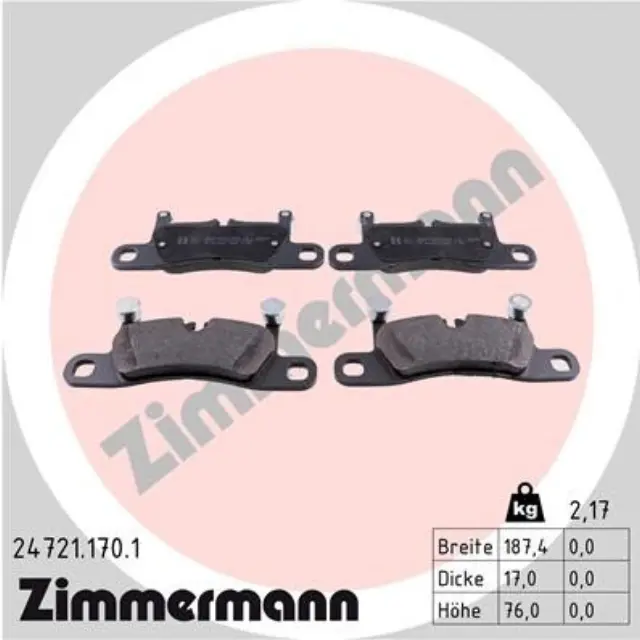 247211701 - : Zimmermann 24721.170.1 Disc Brake Pad Set for ZIMMERMANN Image