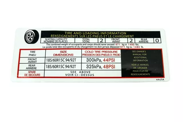 19317636 - : Tire and Wheel Information Label for GM Image