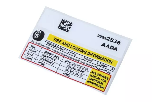 92292538 - Body: Tire Press Label for Chevrolet: SS Image