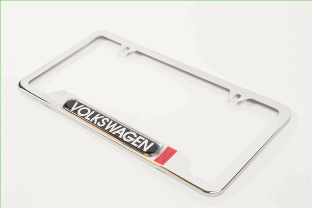 5C0071801P - : License Plate Frame for Volkswagen: Arteon, Atlas, Beetle, CC, e-Golf, Golf, Golf SportWagen, GTI, ID. Buzz, ID.4, Jetta, Passat, Taos, Tiguan, Tiguan Limited, Touareg Image