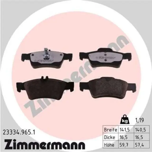 233349651 - Brakes &amp; Brake Parts: Zimmermann 23334.965.1 Disc Brake Pad Set for ZIMMERMANN Image