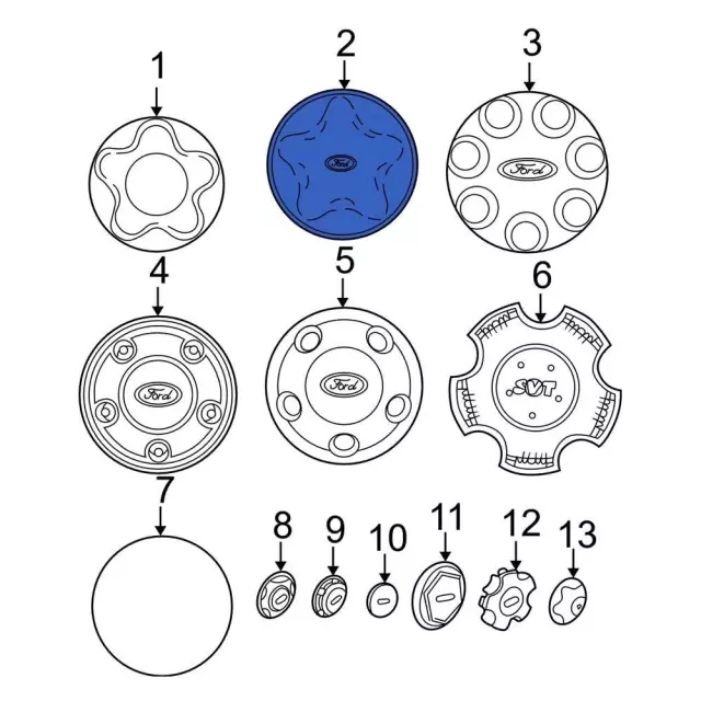 F85Z1130MA - Suspension: Wheel Cap for Ford: F-150, F-250 Image