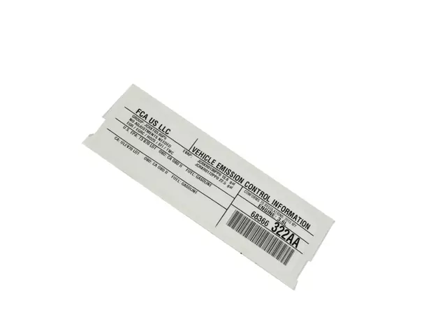 68366322AA - : Vehicle Emission Control Information Label for Jeep: Wrangler Image