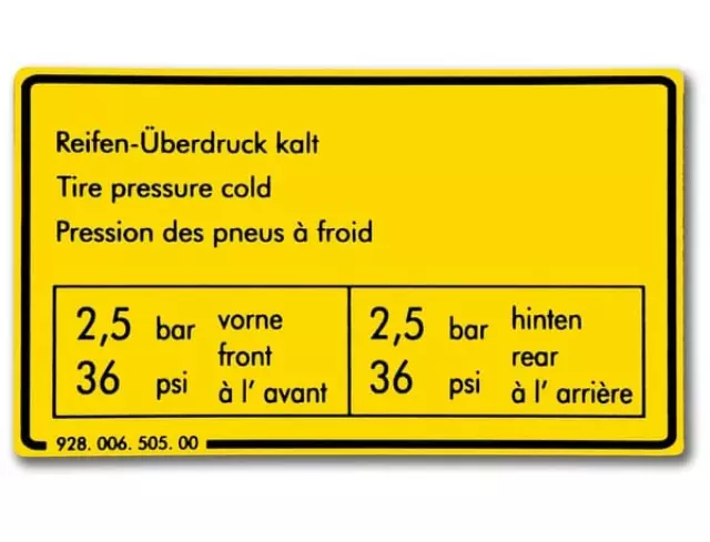 92800650500 - : Data Plate For Tyre Pressure for Porsche Image
