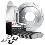 751272056 - : DFC Brake Rotor - Dimpled &amp; Slotted - Silver w/5000 Brake Pads &amp; HW Kit for DYNAMIC FRICTION Image