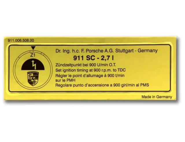 91100650800 - : Sticker Ignition Timing for Porsche Image