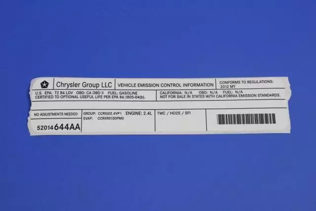 52014644AA - Labels: Veci Label Label for Mopar Image