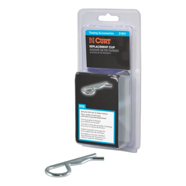 21601 - : Hitch Clip (Fits 1/2" or 5/8" Pin, Zinc, Packaged) for CURT Image