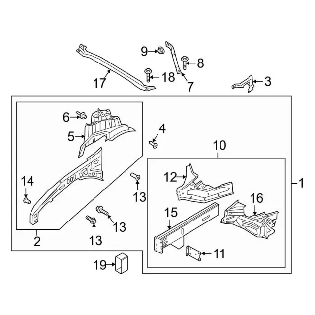 N1MZ16055C - Body: Apron/Rail Assembly for Ford: Explorer, Police Interceptor Utility Image