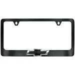 19434713 - Exterior: License Plate Frame, Wide Bottom, Black for Chevrolet: Blazer, Bolt EUV, Camaro, Colorado, Corvette, Cruze, Cruze Limited, Equinox, Express 2500, Express 3500, Express 4500, Impala, Malibu, Silverado 1500, Silverado 1500 LTD, Silverado 2500 HD, Silverado 3500 HD, Silverado EV, Sonic, Spark, Spark EV, SS, Suburban, Suburban 1500, Suburban 3500 HD, Tahoe, Trailblazer, Traverse, Trax, Volt Image