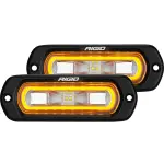 53223 - : SR-L Series Off-Road Spreader Pod, 3 Wire, Flush Mount, Amber Halo, Pair for Rigid Industries Image